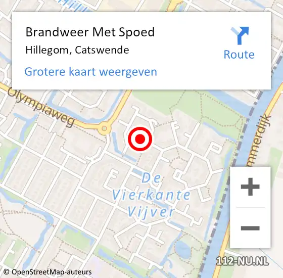 Locatie op kaart van de 112 melding: Brandweer Met Spoed Naar Hillegom, Catswende op 29 november 2014 11:54