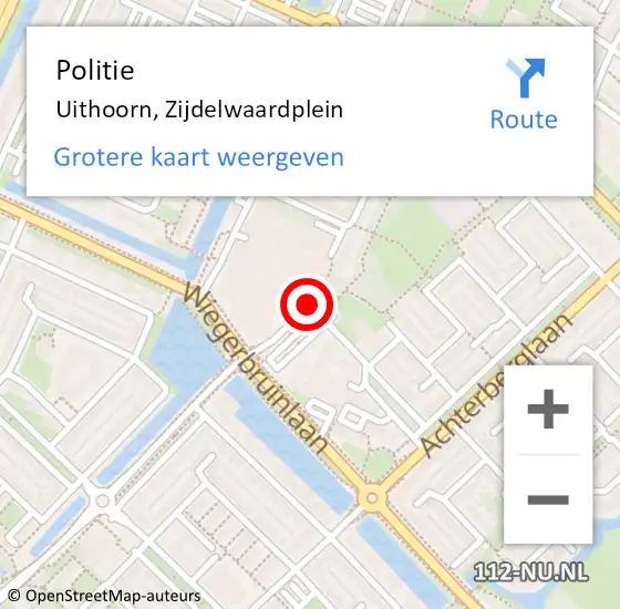 Locatie op kaart van de 112 melding: Politie Uithoorn, Zijdelwaardplein op 29 november 2014 12:44