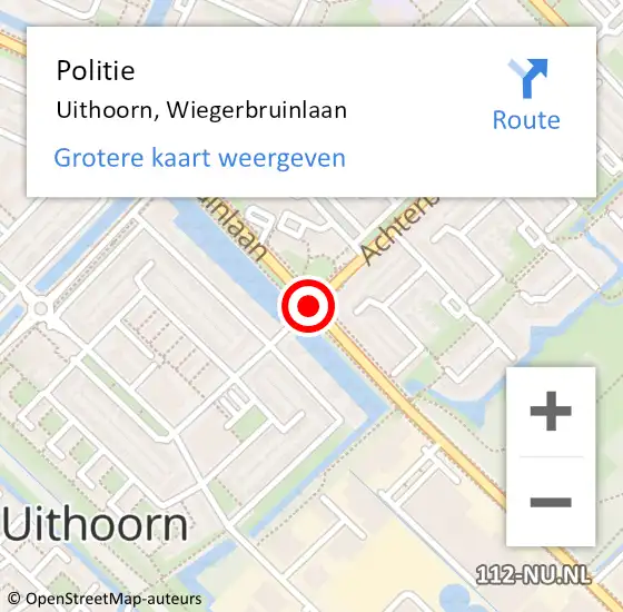 Locatie op kaart van de 112 melding: Politie Uithoorn, Wiegerbruinlaan op 29 november 2014 12:44