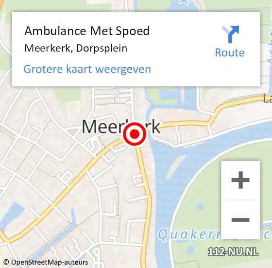 Locatie op kaart van de 112 melding: Ambulance Met Spoed Naar Meerkerk, Dorpsplein op 29 november 2014 13:22