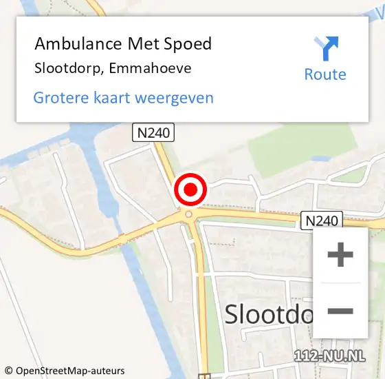 Locatie op kaart van de 112 melding: Ambulance Met Spoed Naar Slootdorp, Emmahoeve op 29 november 2014 14:17