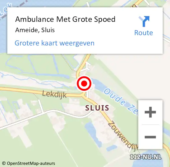 Locatie op kaart van de 112 melding: Ambulance Met Grote Spoed Naar Ameide, Sluis op 29 november 2014 14:18