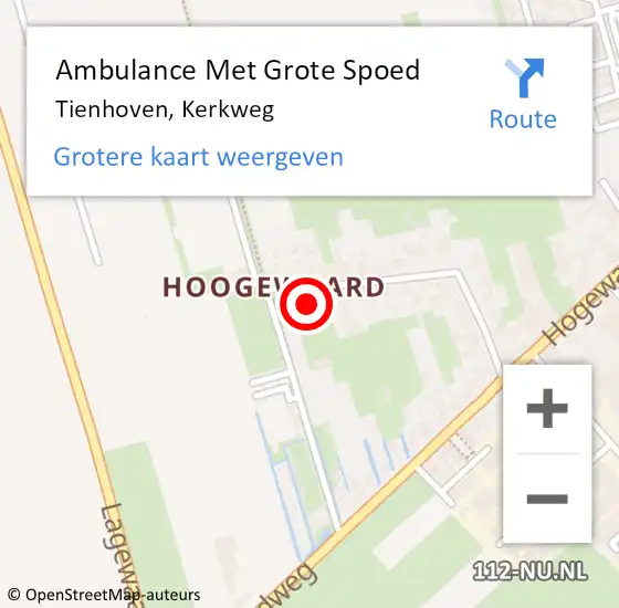 Locatie op kaart van de 112 melding: Ambulance Met Grote Spoed Naar Tienhoven, Kerkweg op 29 november 2014 14:22