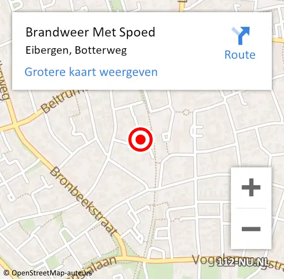 Locatie op kaart van de 112 melding: Brandweer Met Spoed Naar Eibergen, Botterweg op 29 november 2014 14:59