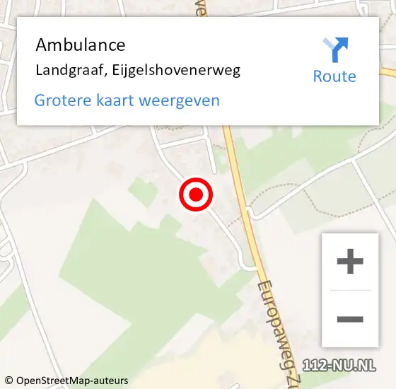 Locatie op kaart van de 112 melding: Ambulance Landgraaf, Eijgelshovenerweg op 29 november 2014 15:07