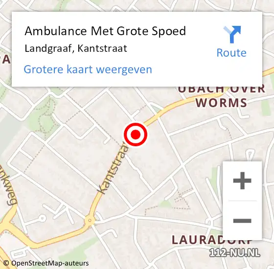 Locatie op kaart van de 112 melding: Ambulance Met Grote Spoed Naar Landgraaf, Kantstraat op 29 november 2014 15:20