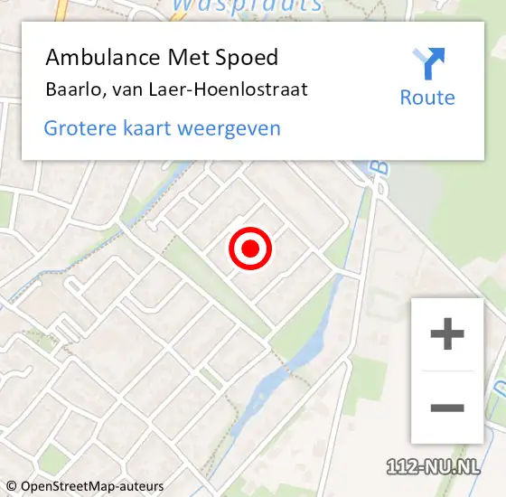 Locatie op kaart van de 112 melding: Ambulance Met Spoed Naar Baarlo, van Laer-Hoenlostraat op 29 november 2014 15:29