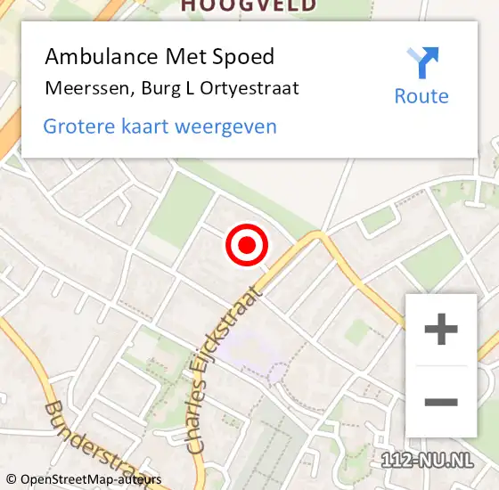 Locatie op kaart van de 112 melding: Ambulance Met Spoed Naar Meerssen, Burg L Ortyestraat op 29 november 2014 15:30