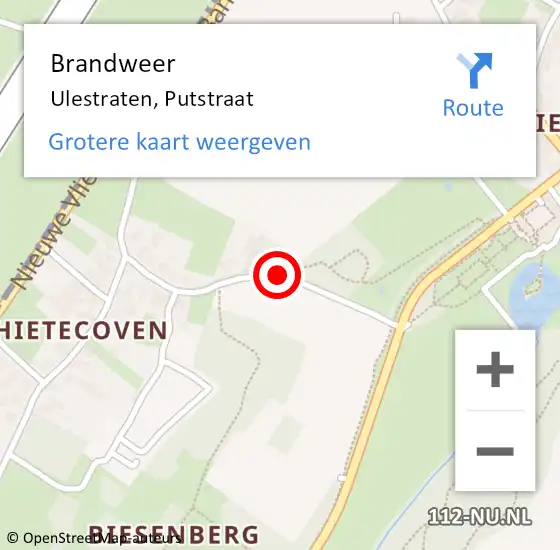 Locatie op kaart van de 112 melding: Brandweer Ulestraten, Putstraat op 29 november 2014 15:45