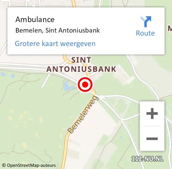 Locatie op kaart van de 112 melding: Ambulance Bemelen, Sint Antoniusbank op 29 november 2014 17:27