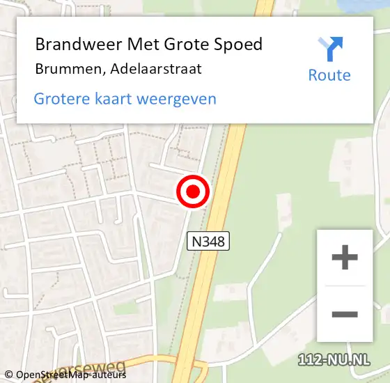 Locatie op kaart van de 112 melding: Brandweer Met Grote Spoed Naar Brummen, Adelaarstraat op 29 november 2014 18:49