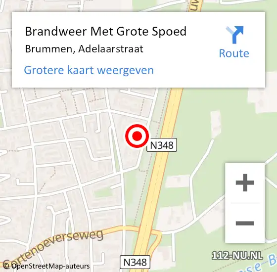 Locatie op kaart van de 112 melding: Brandweer Met Grote Spoed Naar Brummen, Adelaarstraat op 29 november 2014 18:54