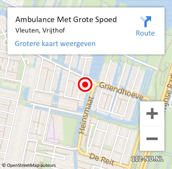 Locatie op kaart van de 112 melding: Ambulance Met Grote Spoed Naar Vleuten, Vrijthof op 29 november 2014 19:07