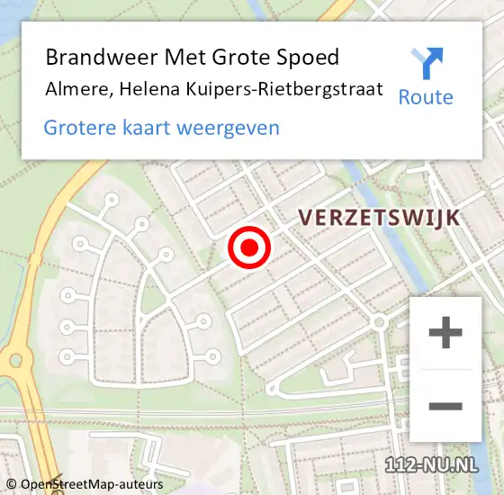 Locatie op kaart van de 112 melding: Brandweer Met Grote Spoed Naar Almere, Helena Kuipers-Rietbergstraat op 29 november 2014 19:30