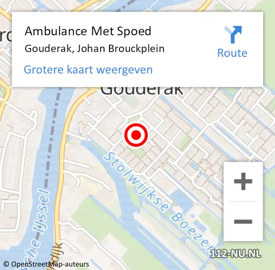 Locatie op kaart van de 112 melding: Ambulance Met Spoed Naar Gouderak, Johan Brouckplein op 29 november 2014 19:51
