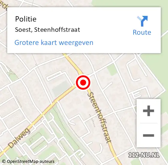 Locatie op kaart van de 112 melding: Politie Soest, Steenhoffstraat op 29 november 2014 19:54