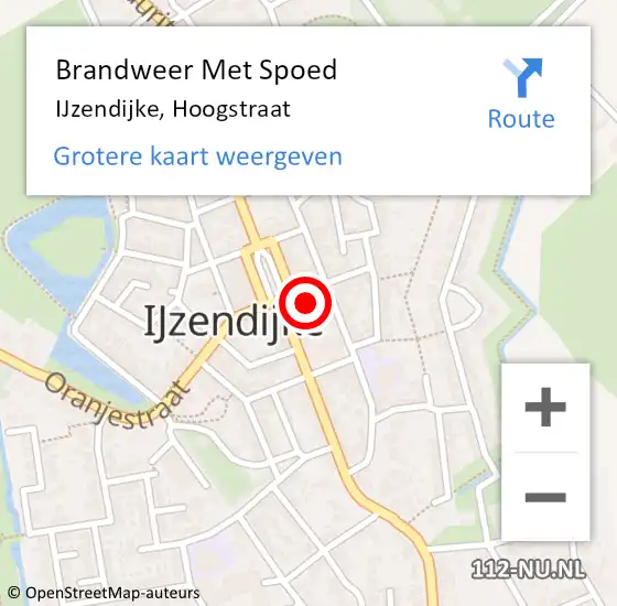 Locatie op kaart van de 112 melding: Brandweer Met Spoed Naar IJzendijke, Hoogstraat op 22 oktober 2013 16:48