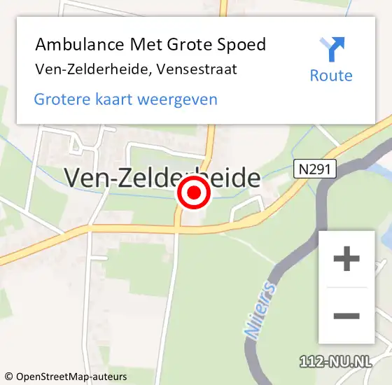 Locatie op kaart van de 112 melding: Ambulance Met Grote Spoed Naar Ven-Zelderheide, Vensestraat op 29 november 2014 21:05