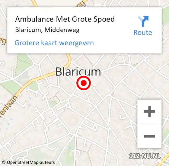 Locatie op kaart van de 112 melding: Ambulance Met Grote Spoed Naar Blaricum, Middenweg op 29 november 2014 21:10