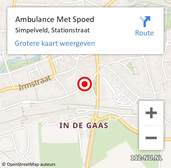 Locatie op kaart van de 112 melding: Ambulance Met Spoed Naar Simpelveld, Stationstraat op 29 november 2014 21:20