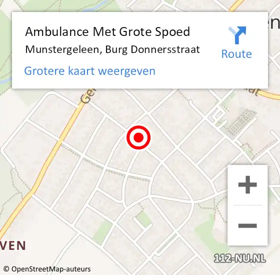 Locatie op kaart van de 112 melding: Ambulance Met Grote Spoed Naar Munstergeleen, Burg Donnersstraat op 29 november 2014 22:09