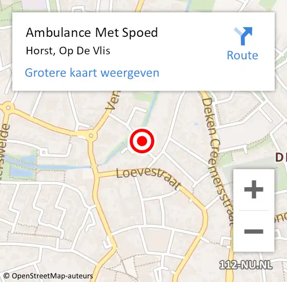 Locatie op kaart van de 112 melding: Ambulance Met Spoed Naar Horst, Op De Vlis op 29 november 2014 22:35