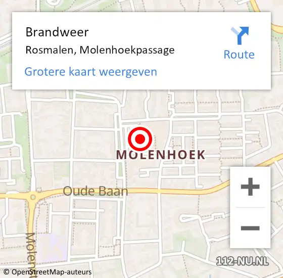 Locatie op kaart van de 112 melding: Brandweer Rosmalen, Molenhoekpassage op 29 november 2014 22:51