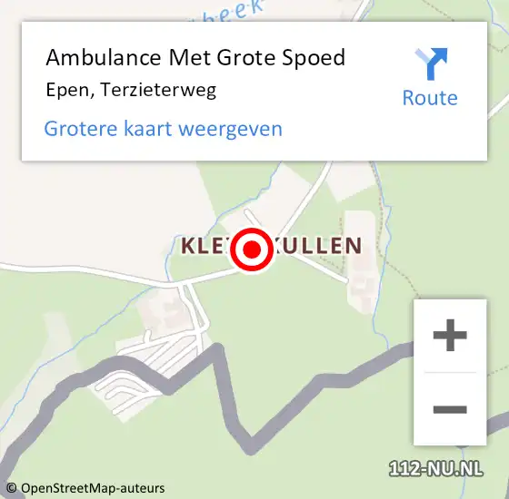 Locatie op kaart van de 112 melding: Ambulance Met Grote Spoed Naar Epen, Terzieterweg op 29 november 2014 23:02