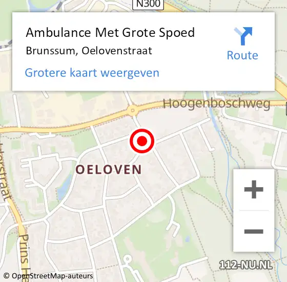 Locatie op kaart van de 112 melding: Ambulance Met Grote Spoed Naar Brunssum, Oelovenstraat op 29 november 2014 23:06