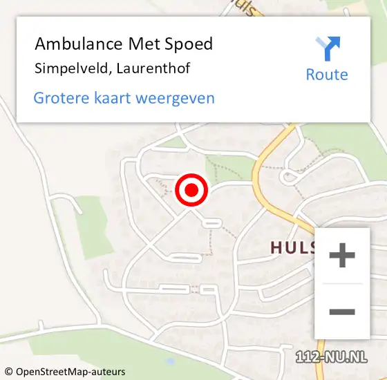 Locatie op kaart van de 112 melding: Ambulance Met Spoed Naar Simpelveld, Laurenthof op 29 november 2014 23:18