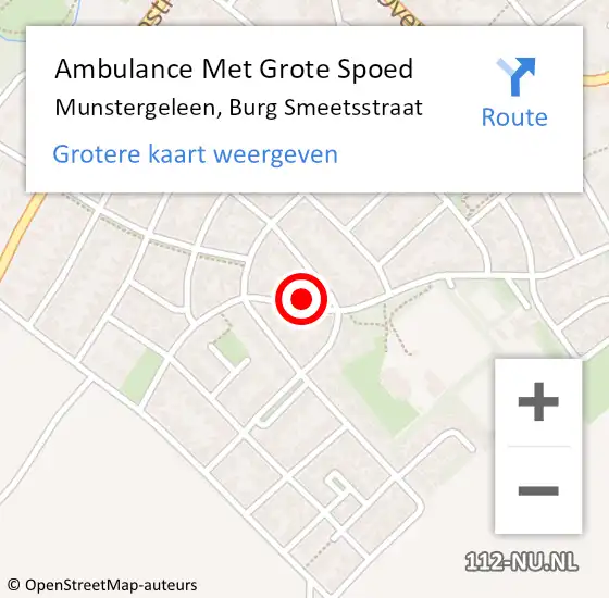 Locatie op kaart van de 112 melding: Ambulance Met Grote Spoed Naar Munstergeleen, Burg Smeetsstraat op 29 november 2014 23:24