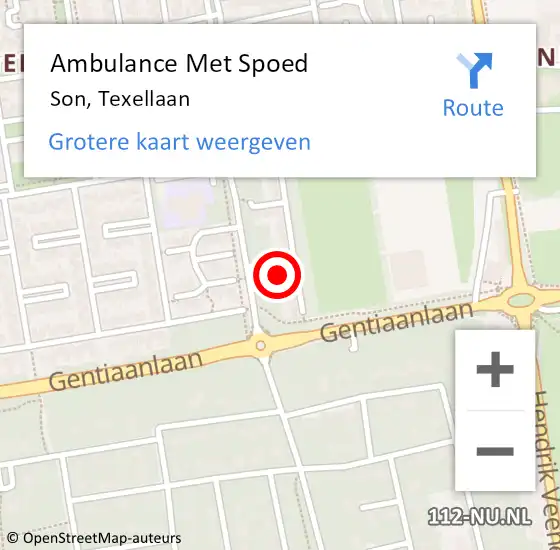 Locatie op kaart van de 112 melding: Ambulance Met Spoed Naar Son, Texellaan op 29 november 2014 23:24