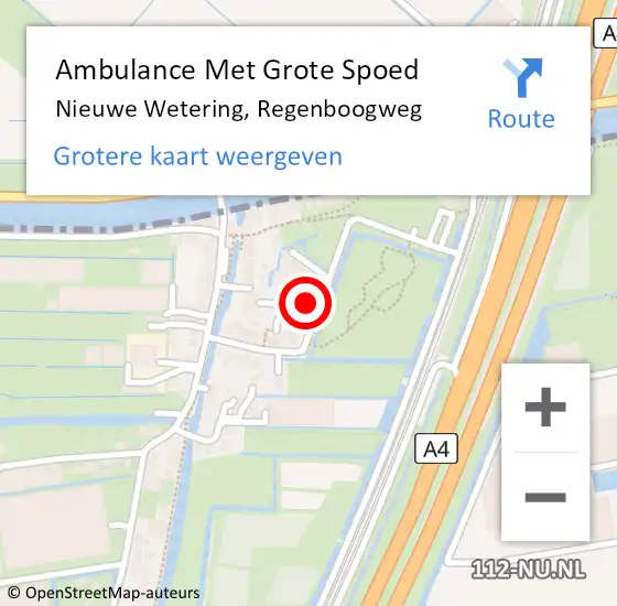 Locatie op kaart van de 112 melding: Ambulance Met Grote Spoed Naar Nieuwe Wetering, Regenboogweg op 29 november 2014 23:29