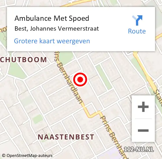 Locatie op kaart van de 112 melding: Ambulance Met Spoed Naar Best, Johannes Vermeerstraat op 29 november 2014 23:34