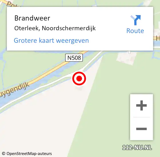 Locatie op kaart van de 112 melding: Brandweer Oterleek, Noordschermerdijk op 29 november 2014 23:42