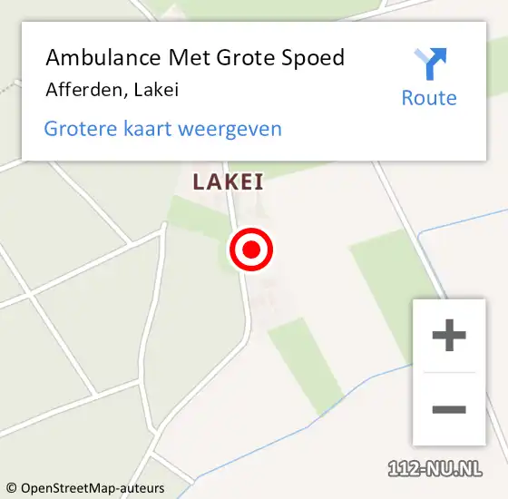 Locatie op kaart van de 112 melding: Ambulance Met Grote Spoed Naar Afferden, Lakei op 30 november 2014 01:00