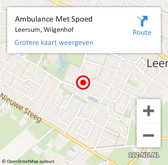 Locatie op kaart van de 112 melding: Ambulance Met Spoed Naar Leersum, Wilgenhof op 30 november 2014 02:16