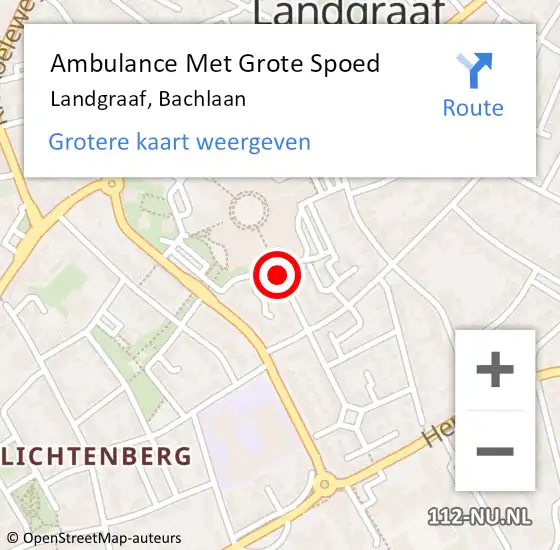 Locatie op kaart van de 112 melding: Ambulance Met Grote Spoed Naar Landgraaf, Bachlaan op 30 november 2014 03:01