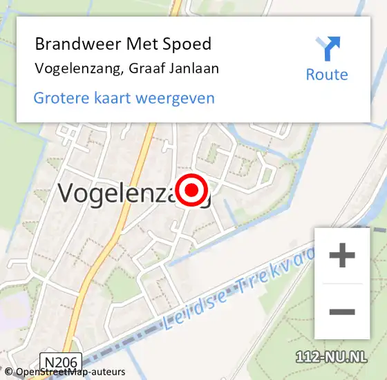 Locatie op kaart van de 112 melding: Brandweer Met Spoed Naar Vogelenzang, Graaf Janlaan op 30 november 2014 03:42