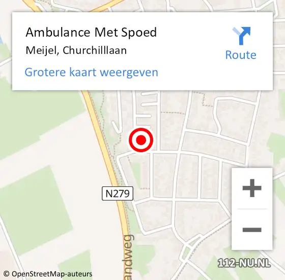 Locatie op kaart van de 112 melding: Ambulance Met Spoed Naar Meijel, Churchilllaan op 30 november 2014 03:49