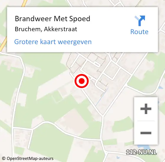 Locatie op kaart van de 112 melding: Brandweer Met Spoed Naar Bruchem, Akkerstraat op 30 november 2014 03:56