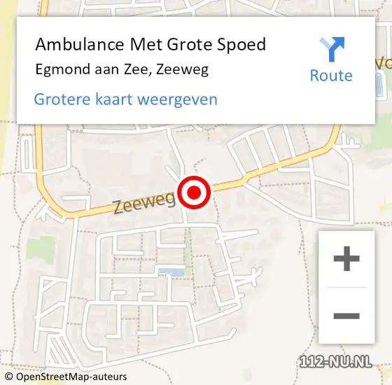 Locatie op kaart van de 112 melding: Ambulance Met Grote Spoed Naar Egmond aan Zee, Zeeweg op 30 november 2014 04:04