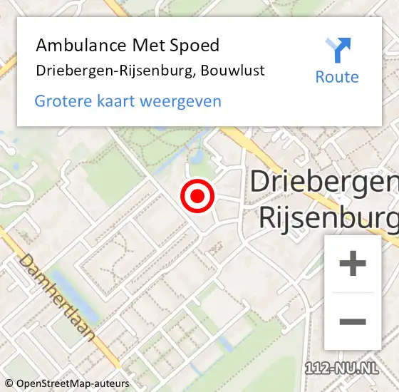 Locatie op kaart van de 112 melding: Ambulance Met Spoed Naar Driebergen-Rijsenburg, Bouwlust op 30 november 2014 04:06