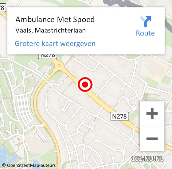 Locatie op kaart van de 112 melding: Ambulance Met Spoed Naar Vaals, Maastrichterlaan op 30 november 2014 05:10