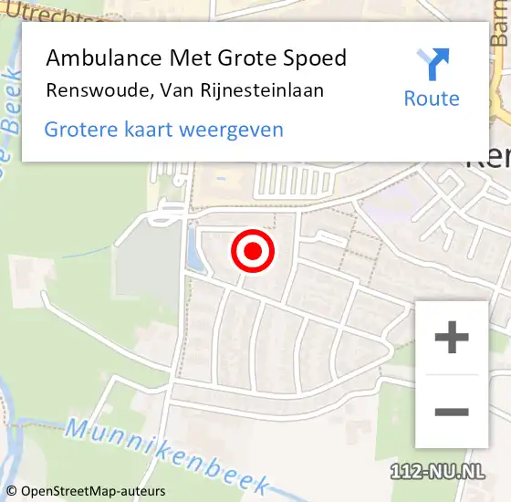 Locatie op kaart van de 112 melding: Ambulance Met Grote Spoed Naar Renswoude, Van Rijnesteinlaan op 30 november 2014 06:38