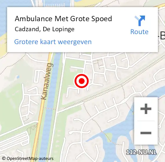 Locatie op kaart van de 112 melding: Ambulance Met Grote Spoed Naar Cadzand, De Lopinge op 30 november 2014 08:38