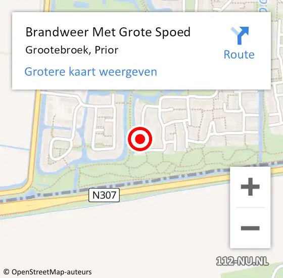 Locatie op kaart van de 112 melding: Brandweer Met Grote Spoed Naar Grootebroek, Prior op 30 november 2014 09:09