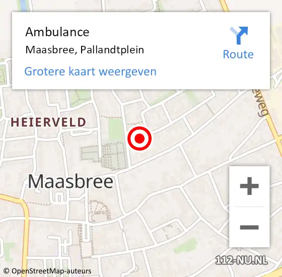 Locatie op kaart van de 112 melding: Ambulance Maasbree, Pallandtplein op 30 november 2014 09:47