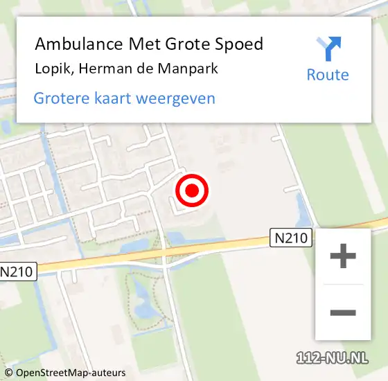 Locatie op kaart van de 112 melding: Ambulance Met Grote Spoed Naar Lopik, Herman de Manpark op 30 november 2014 10:28