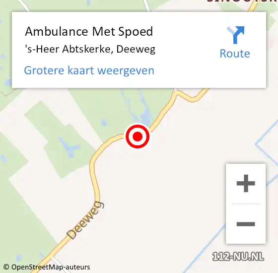 Locatie op kaart van de 112 melding: Ambulance Met Spoed Naar 's-Heer Abtskerke, Deeweg op 30 november 2014 10:37